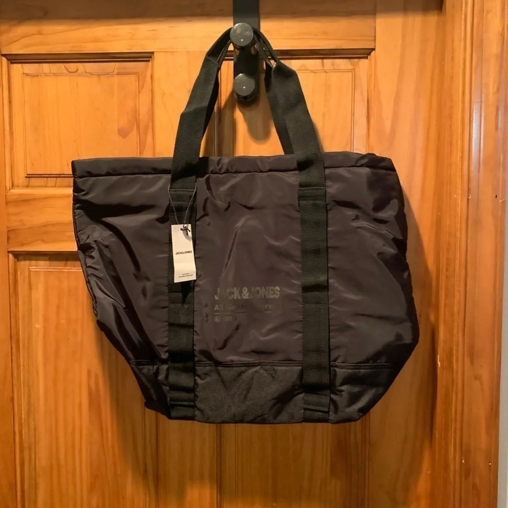 Jack & Jones Zody Tote Bag in Black NWT